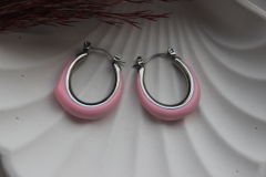 Pembe Taşlı Hilal Küpe